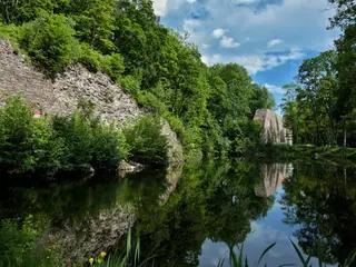 Miniatura: Bobrza – ruiny Zakładu Wielkopiecowego i mur oporowy